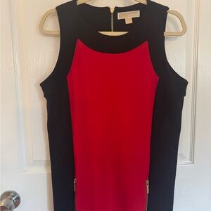 Michael Kors Red and Black Sheath 👗 Dress with gold zippers